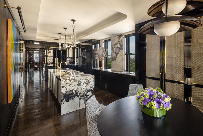 Dining room, Interior, Kitchen, Pendant Lights, Wood Texture Flooring