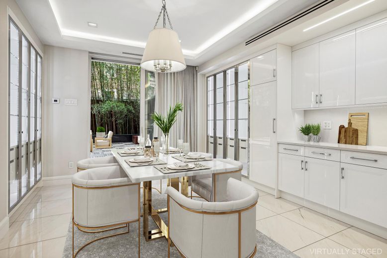 Dining room, Interior, Marble, Pendant Lights, Recessed Lighting