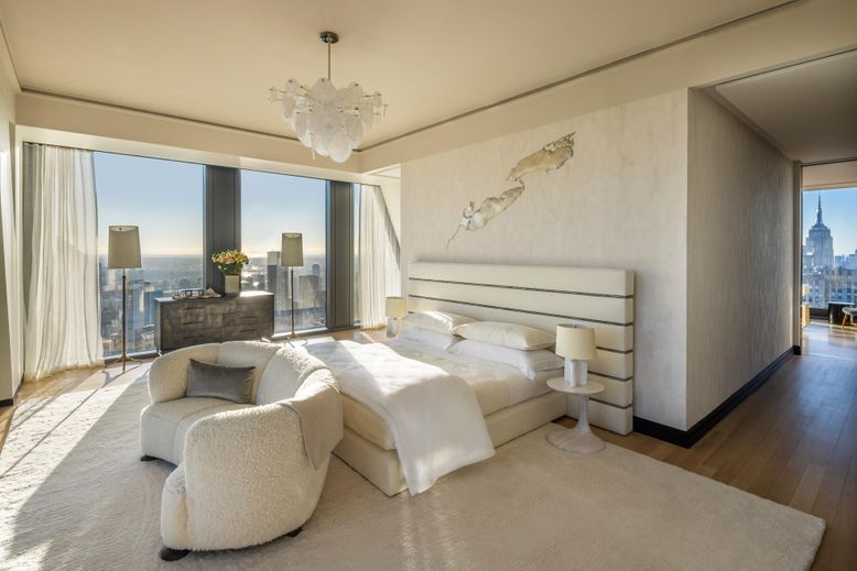 Bedroom, Chandelier, Interior, Wood Texture Flooring
