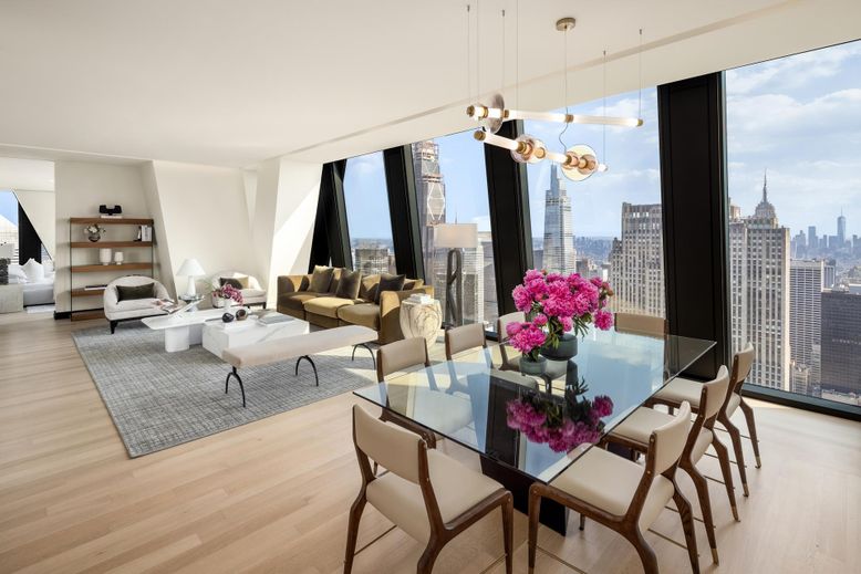 Dining room, Interior, Living room, Pendant Lights, Wood Texture Flooring