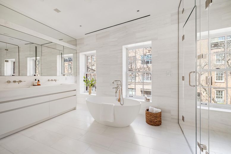Bathroom, Dual Sink Vanities, Free Standing Baths, Glass Shower, Interior, Recessed Lighting