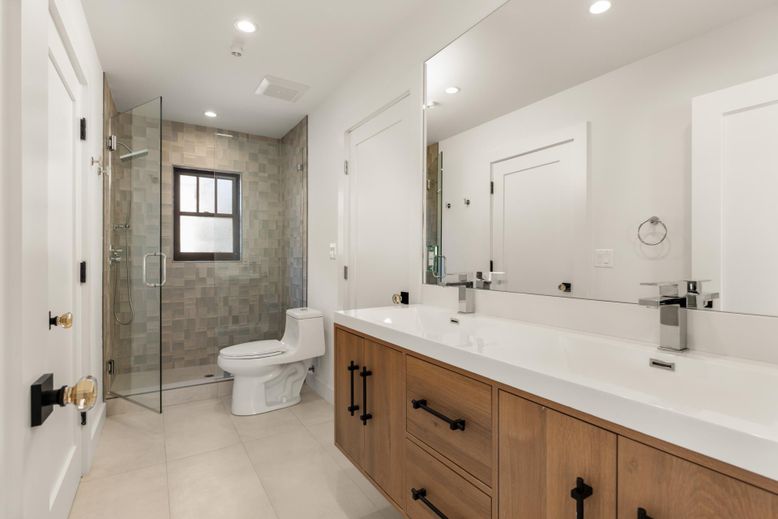 Bathroom, Dual Sink Vanities, Glass Shower, Interior, Recessed Lighting