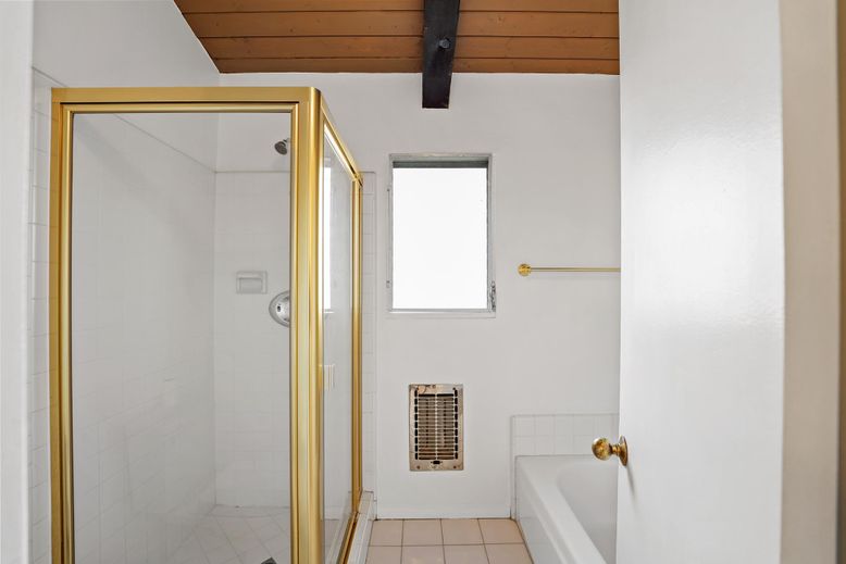 Bathroom, Glass Shower, Interior, Wooden Beams, Wooden Ceilings