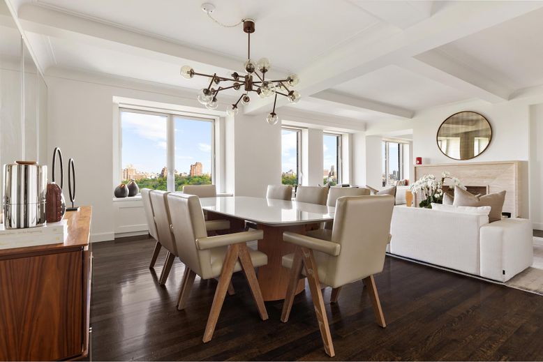 Dining room, Fireplace, Interior, Living room, Pendant Lights, Wood Texture Flooring