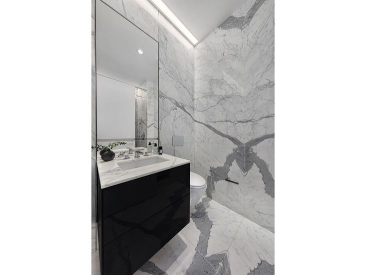 Bathroom, Interior, Marble, Marble Walls, Recessed Lighting