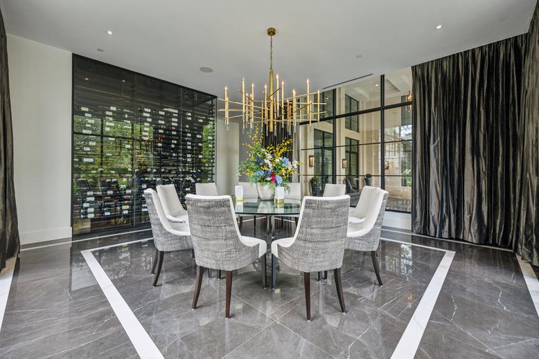 Dining room, Interior, Pendant Lights, Recessed Lighting, Wine Storage
