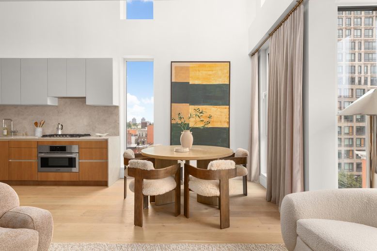 Dining room, Interior, Kitchen, Stainless Steel Appliances, Wood Texture Flooring