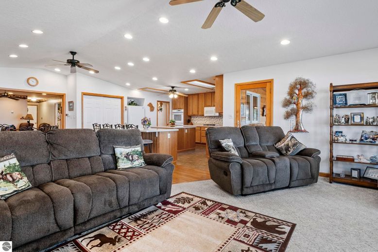Interior, Kitchen, Living room, Recessed Lighting, Wood Texture Flooring