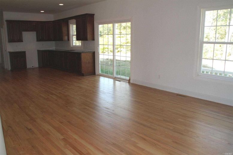 Empty room, Interior, Kitchen, Recessed Lighting, Wood Texture Flooring