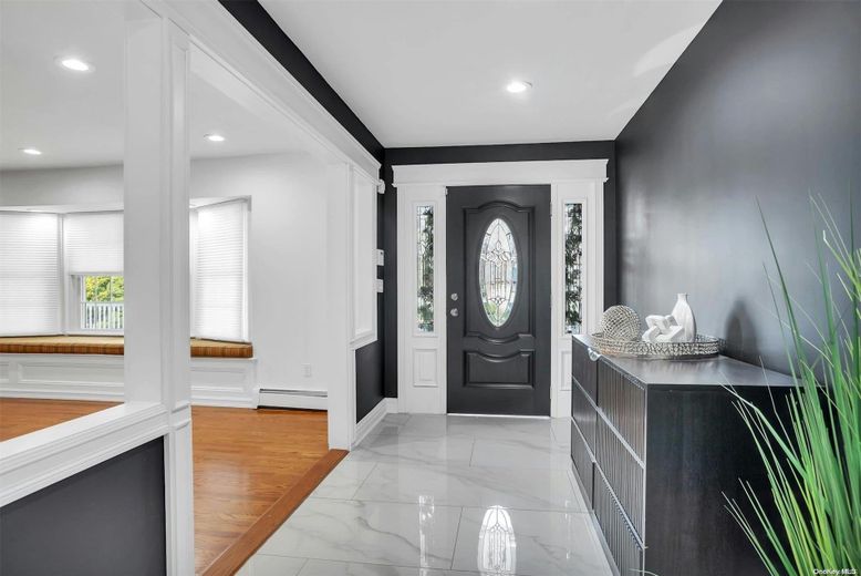 Interior, Marble, Recessed Lighting, Wood Texture Flooring