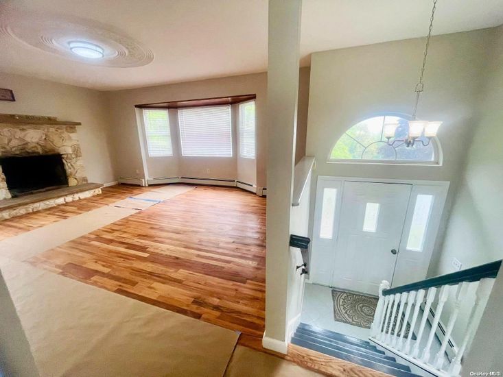 Fireplace, Interior, Pendant Lights, Wood Texture Flooring
