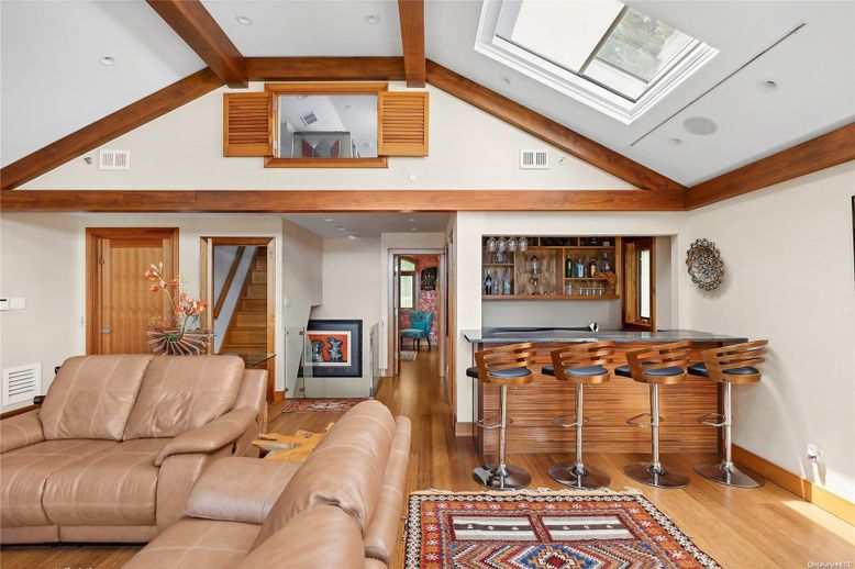 Interior, Living room, Recessed Lighting, Wooden Beams, Wood Texture Flooring