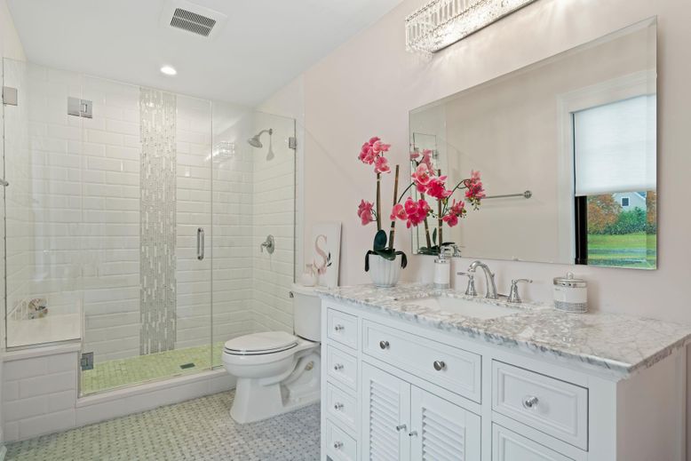 Bathroom, Glass Shower, Interior, Recessed Lighting