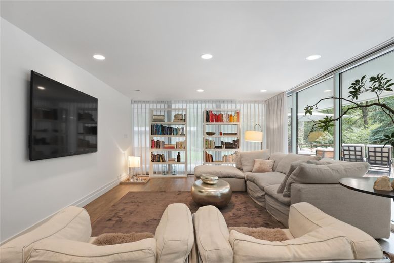 Interior, Living room, Recessed Lighting, Wood Texture Flooring