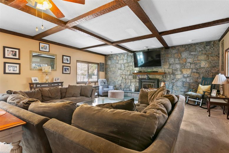 Fireplace, Interior, Living room, Stone Walls, Wooden Beams
