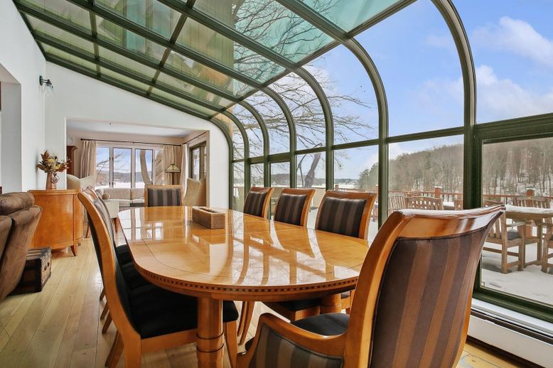 Dining room, Glass Ceilings, Interior, Sun Room, Wood Texture Flooring