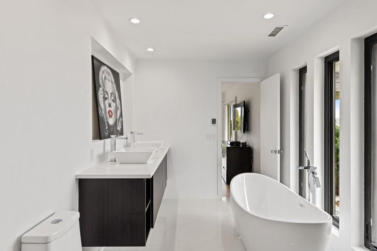 Bathroom, Dual Sink Vanities, Free Standing Baths, Interior, Recessed Lighting