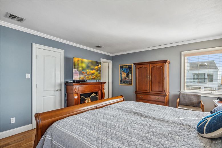 Bedroom, Fireplace, Interior, Wood Texture Flooring