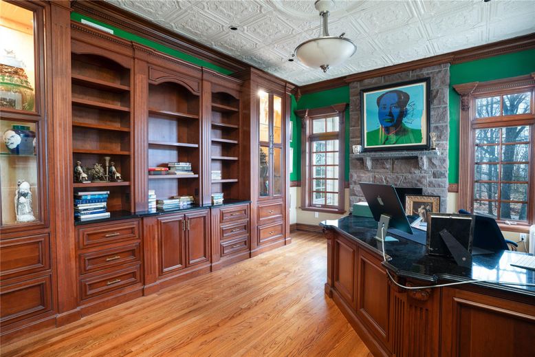 Fireplace, Home Office, Interior, Wood Texture Flooring