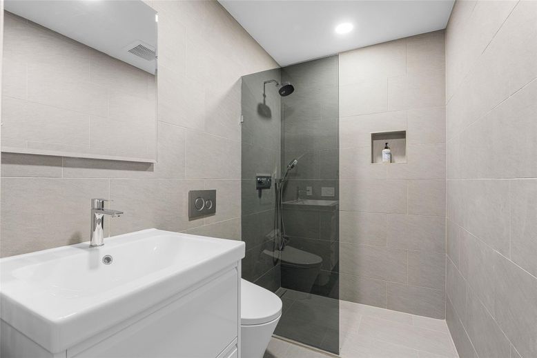 Bathroom, Glass Shower, Interior, Recessed Lighting