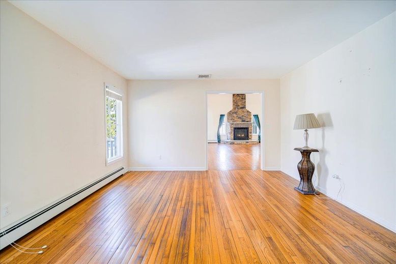 Empty room, Fireplace, Interior, Wood Texture Flooring