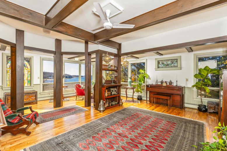 Interior, Piano, Water, Wooden Beams, Wood Texture Flooring