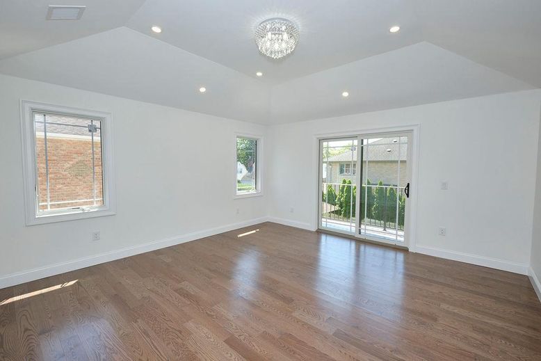 Chandelier, Empty room, Interior, Recessed Lighting, Wood Texture Flooring