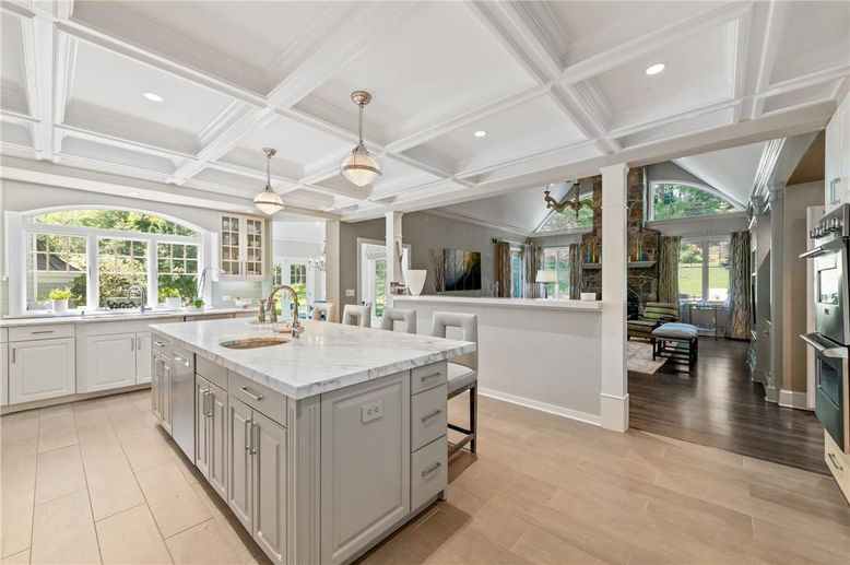 Interior, Kitchen, Pendant Lights, Recessed Lighting, Wood Texture Flooring