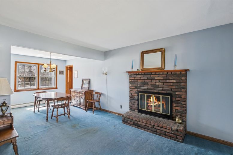 Chandelier, Dining room, Fireplace, Interior