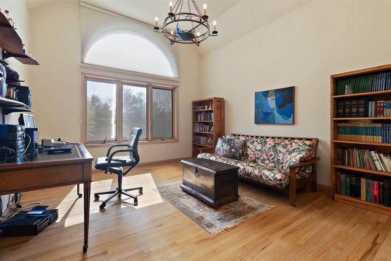 Chandelier, Home Office, Interior, Wood Texture Flooring