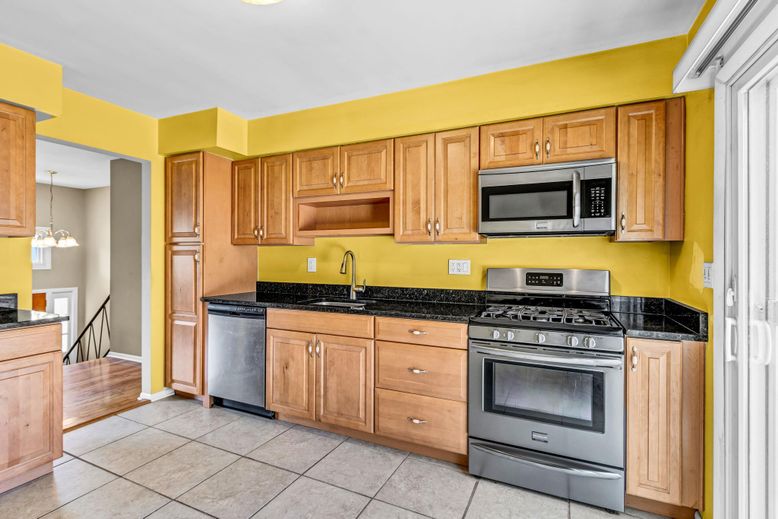 Interior, Kitchen, Pendant Lights, Stainless Steel Appliances, Wood Texture Flooring