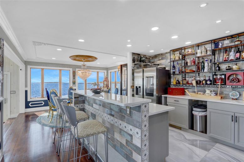 Dining room, Interior, Kitchen, Recessed Lighting, Stainless Steel Appliances, Water