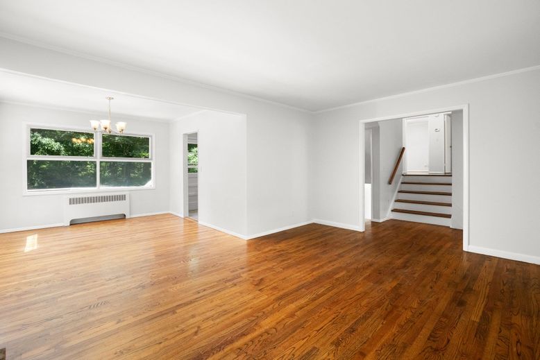 Chandelier, Empty room, Interior, Wood Texture Flooring
