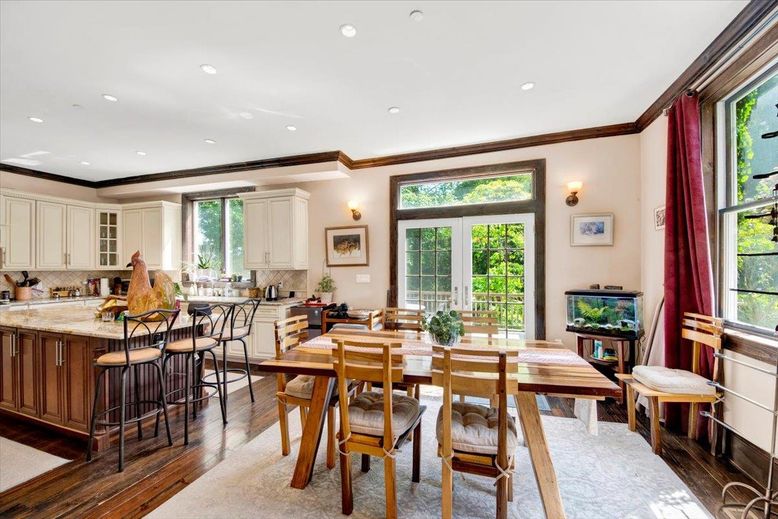 Dining room, Interior, Kitchen, Recessed Lighting, Wood Texture Flooring