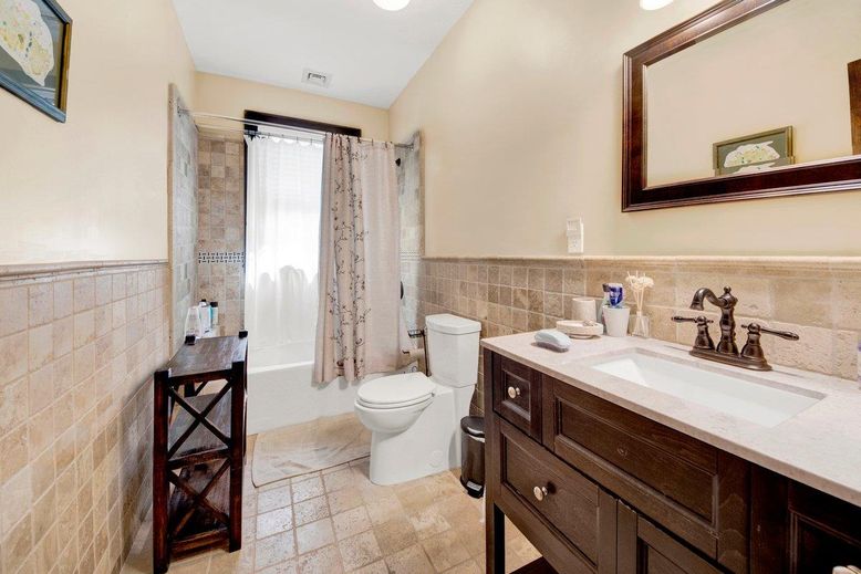 Bathroom, Interior, Recessed Lighting, Stone Walls