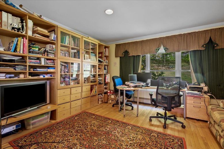 Home Office, Interior, Recessed Lighting, Wood Texture Flooring