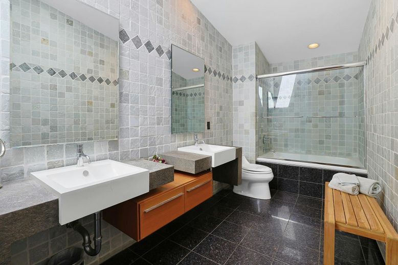 Bathroom, Dual Sink Vanities, Glass Shower, Interior, Recessed Lighting