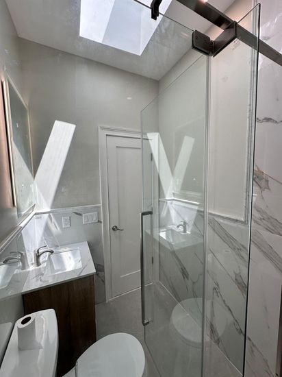 Bathroom, Glass Shower, Interior, Marble Walls