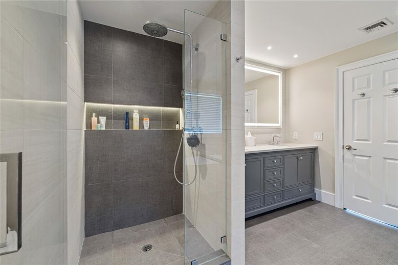 Bathroom, Glass Shower, Interior, Recessed Lighting