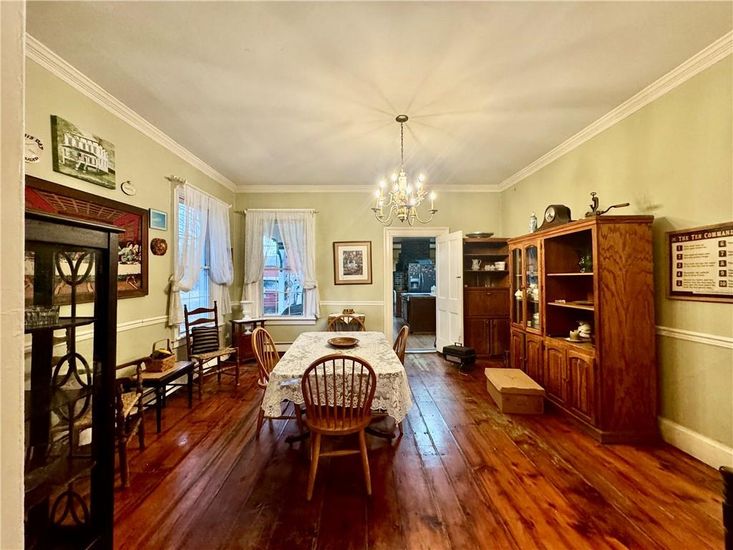 Chandelier, Dining room, Interior, Wood Texture Flooring