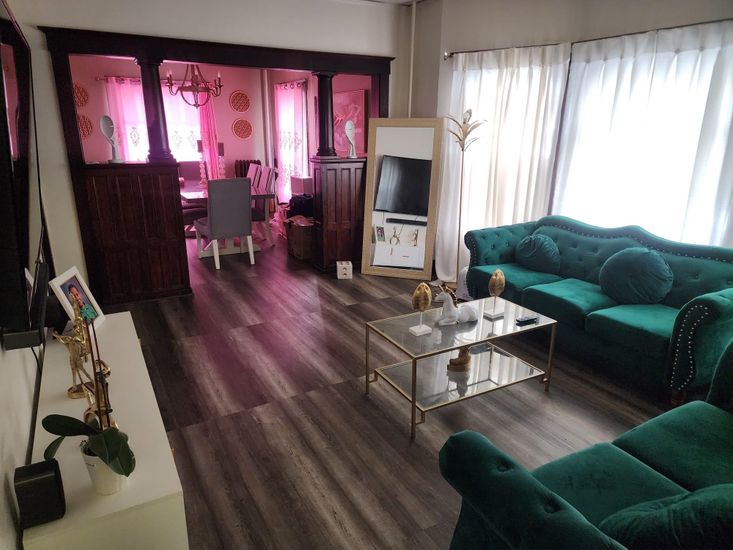 Dining room, Fireplace, Interior, Living room, Wood Texture Flooring