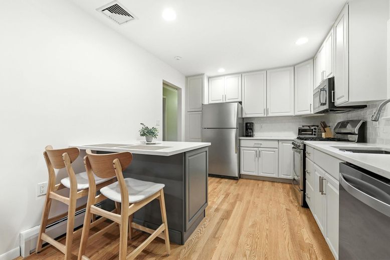 Interior, Kitchen, Recessed Lighting, Wood Texture Flooring