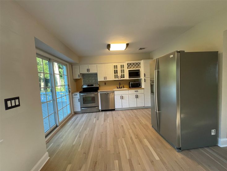 Interior, Kitchen, Stainless Steel Appliances, Wood Texture Flooring