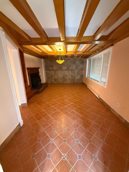 Empty room, Fireplace, Interior, Wooden Beams