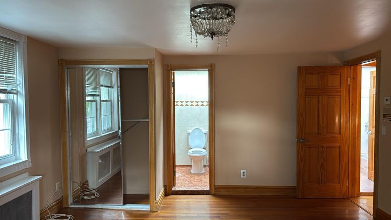Bathroom, Chandelier, Interior, Wood Texture Flooring