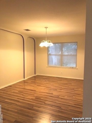 Chandelier, Empty room, Interior, Pendant Lights, Wood Texture Flooring