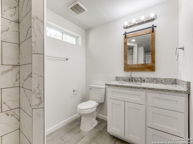 Bathroom, Interior, Marble Walls, Wood Texture Flooring