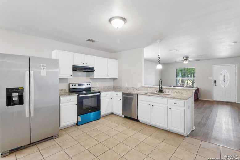 Interior, Kitchen, Pendant Lights, Stainless Steel Appliances, Wood Texture Flooring