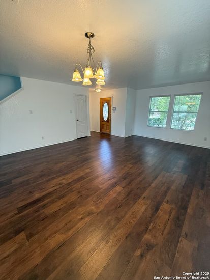 Chandelier, Empty room, Interior, Wood Texture Flooring