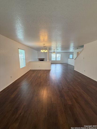 Chandelier, Empty room, Interior, Wood Texture Flooring